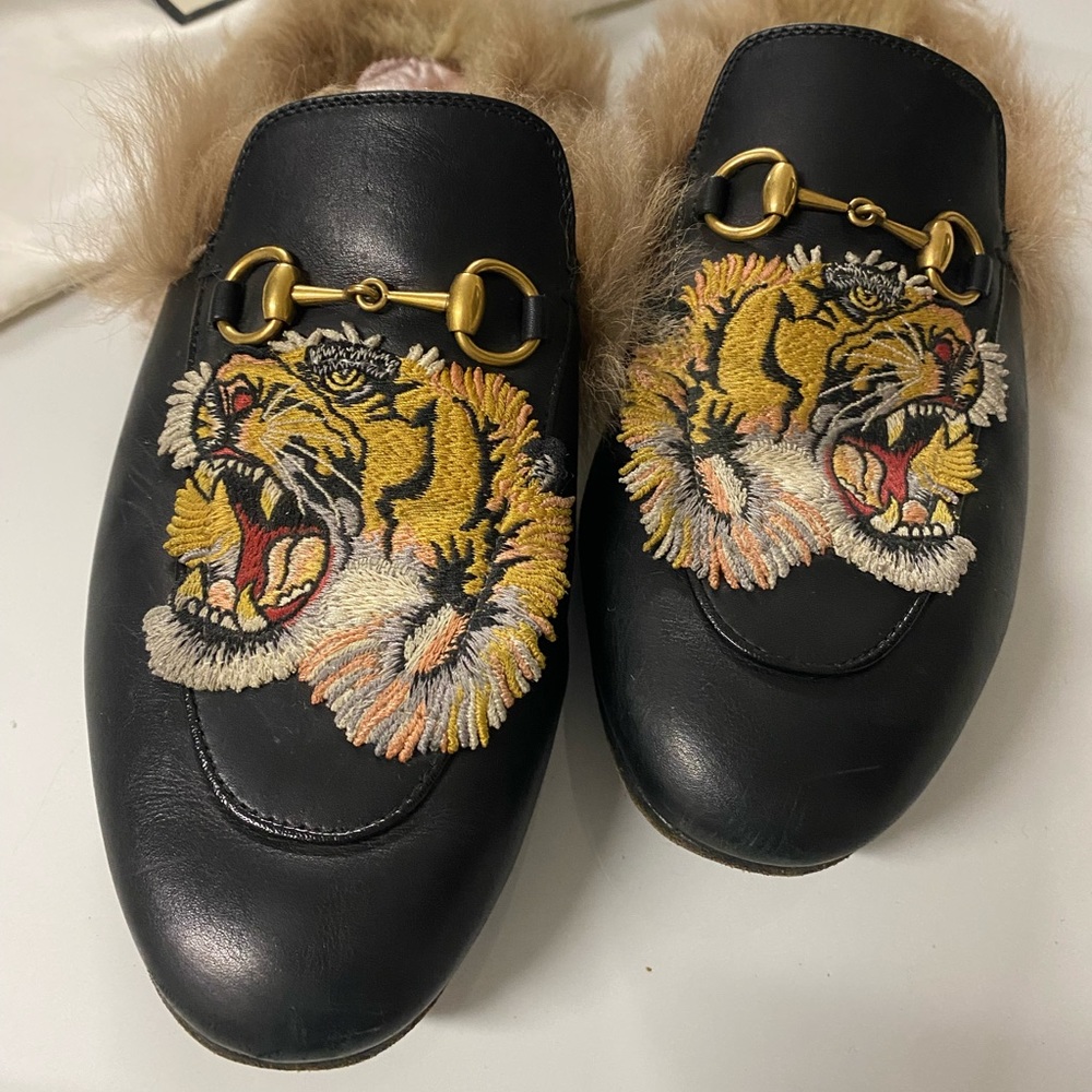Gucci Princetown Leather Fur Tiger Loafer w/ Receipt Dustbag - Picture 13 of 13
